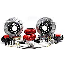4301432R SS4 Series - 11in. Cross Drilled and Slotted, Red Powdercoated 4-Piston Caliper, 2-Wheel Set