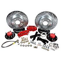 4301526R SS4 Series - 13in. Cross Drilled and Slotted, Red Powdercoated 4-Piston Caliper, 2-Wheel Set