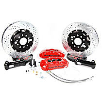4392002R Pro Series - 14in. Cross Drilled and Slotted, Red Powdercoated 6-Piston Caliper, 2-Wheel Set