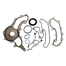 Cylinder Head Gasket, 6 Cyl 3.6L, mfrbodycodename: JS, Lower Engine Gskt Kit; Incl. Timing Cover Gskt Set, Front CRKSFT Seal, Oil Pickup Tube O-Ring, THRMST Seal, Water Pump Gskt, and Coolant Crossover Gskt. for Plastic & Aluminum Coolant Crossovers. - Front, Lower