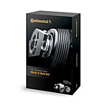 Serpentine Belt, 4 Cyl 1.9L, DOHC, Accessory Drive; With AC; Kit Includes Poly-V, Tensioner Assembly and Idler Pulleys - 