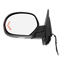 Driver Side Mirror, Power Adjust, Heated, Power Folding, With 1 Paintable and 1 Textured Black Cap, In-glass Signal Light, No Memory, With Puddle Light, No Auto-Dimming, No Blind Spot Feature
