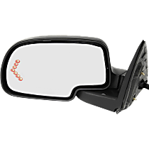 Driver Side Mirror, Power, Manual Folding, Heated, With 1 Paintable and 1 Textured Black Cap, In-glass Signal Light, Without memory, With Puddle Light, Without Auto-Dim and Blind Spot Feature
