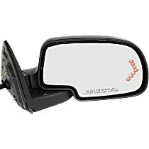 Passenger Side Mirror, Power, Manual Folding, Heated, With 1 Paintable and 1 Textured Black Cap, In-glass Signal Light, Without memory, With Puddle Light, Without Auto-Dim and Blind Spot Feature