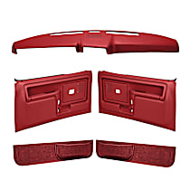12-108CF-RD Interior Restoration Kit - Red, ABS Plastic, Dash Cap, Door Panel, Kick Panel, Direct Fit, Kit