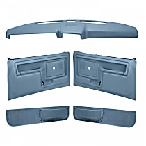 12-108CN-LBL Interior Restoration Kit - Blue, ABS Plastic, Dash Cap, Door Panel, Kick Panel, Direct Fit, Kit