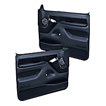 Front, Driver and Passenger Side, Door Trim Panel, Full Power Only; Padded Armrest; Weather Stripping; New Fasteners, Blue