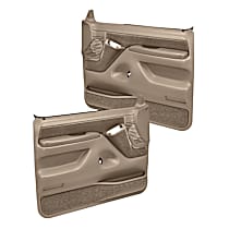 Front, Driver and Passenger Side, Door Trim Panel, Full Power Only; Padded Armrest; Weather Stripping; New Fasteners, Medium Brown