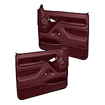 Front, Driver and Passenger Side, Door Trim Panel, Full Power Only; Padded Armrest; Weather Stripping; New Fasteners, Maroon