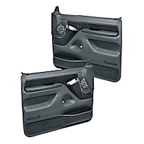 Front, Driver and Passenger Side, Door Trim Panel, Full Power Only; Padded Armrest; Weather Stripping; New Fasteners, Slate Gray
