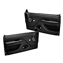 Front, Driver and Passenger Side, Door Trim Panel, No Power; Padded Armrest; Weather Stripping; New Fasteners, Black