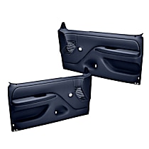 Front, Driver and Passenger Side, Door Trim Panel, No Power; Padded Armrest; Weather Stripping; New Fasteners, Blue
