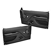 Front, Driver and Passenger Side, Door Trim Panel, No Power; Padded Armrest; Weather Stripping; New Fasteners, Dark Gray