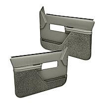 Front, Driver and Passenger Side, Door Trim Panel, Full Power Only; Padded Armrest; Weather Stripping; New Mounting Fasteners, Taupe Gray