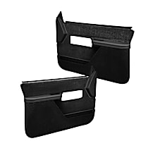 Front, Driver and Passenger Side, Door Trim Panel, Full Power Only; Padded Armrest; Weather Stripping; New Mounting Fasteners, Black