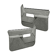 Front, Driver and Passenger Side, Door Trim Panel, Full Power Only; Padded Armrest; Weather Stripping; New Mounting Fasteners, Light Gray