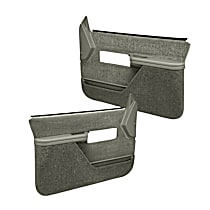 Front, Driver and Passenger Side, Door Trim Panel, Full Power Only; Padded Armrest; Weather Stripping; New Mounting Fasteners, Taupe Gray