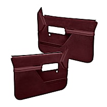 Front, Driver and Passenger Side, Door Trim Panel, 2-Door, No Power; Padded Armrest/Weather Stripping/Upholstered/New Mounting Fasteners, Maroon