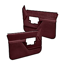 Front, Driver and Passenger Side, Door Trim Panel, Full Power; Padded Armrest; Weather Stripping; New Mounting Fasteners, Maroon