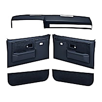 Dash Cap, Door Panel, Kick Panel, Power Windows Only/Padded Armrest/Weather Stripping/Upholstered Insert/Door Handle Cup/Use Orig. Hardware, ABS Plastic, Dark Blue
