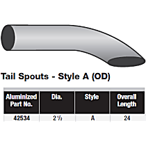 42534 Exhaust Tip - Aluminized, Stainless Steel, Universal, Sold individually