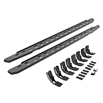 Running Boards, GAS, 4-Door, Crew Cab Pickup, Textured Black, Non-Powered, Galvanized Steel, Set of 2, RB30 Slim Line Series