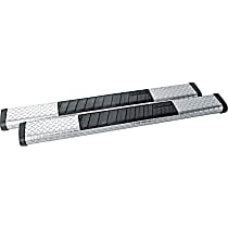 DZ16402 6 in. Oval Series Running Boards - Powdercoated Black Diamond Plate, Set of 2