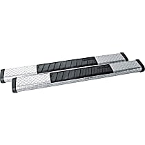 DZ16412 6 in. Oval Series Running Boards - Powdercoated Black Diamond Plate, Set of 2