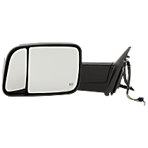 Driver Side Mirror, For Models With Towing Package, Power Adjust, Heated, Textured Black, Power Folding, In-housing Signal Light, With Blind Spot Glass, No Memory, With Puddle Light, No Auto-Dimming