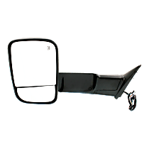 Driver Side Towing Mirror, Power Adjust, Heated, Textured Black, Power Folding, In-housing Signal Light, With Blind Spot Glass, With Memory, With Puddle Light, No Auto-Dimming