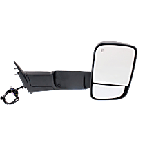 Passenger Side Towing Mirror, Power Adjust, Heated, Textured Black, Power Folding, In-housing Signal Light, With Blind Spot Glass, With Memory, With Puddle Light, No Auto-Dimming