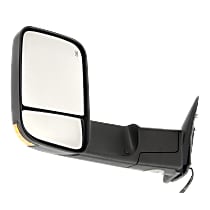 Driver Side Towing Mirror, Power, Manual Folding, Heated, Textured Black, In-housing Signal Light, Without memory, With Puddle Light, Without Auto-Dimming, Without Blind Spot Feature