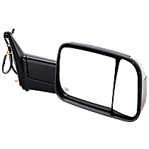 Passenger Side Towing Mirror, Power, Manual Folding, Heated, Textured Black, In-housing Signal Light, Without memory, With Puddle Light, Without Auto-Dimming, Without Blind Spot Feature