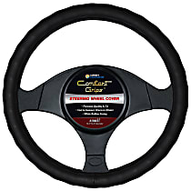 3301BK Comfort Grip Racing Grip Steering Wheel Cover - Black, Leatherette Vinyl, Universal 13.5-14.5 in., Slip-On, Sold individually