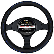 3402BL Comfort Grips Contourz Pro Grip Steering Wheel Cover - Black and Blue, Genuine Leather, Universal 14.5-15.4 in., Slip-On, Sold individually