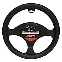 3413BK Comfort Grips Carbon Smooth Steering Wheel Cover - Black, Leatherette Vinyl, Universal 15.5-16.5 in., Slip-On, Sold individually