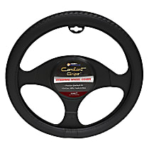 3441BK Comfort Grips Riata Steering Wheel Cover - Black, Leatherette Vinyl, Universal 13.5-14.4 in., Slip-On, Sold individually