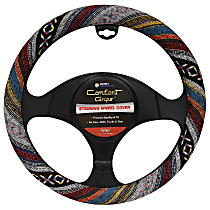 3453BK Comfort Grips Boho Steering Wheel Cover - Boho-patterned, Woven fabric, Universal 15.5-16 in., Slip-On, Sold individually