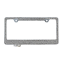 LF02 License Plate Frame - Clear Crystals, Stainless Steel, Universal, Sold individually