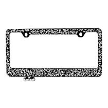 LF04 License Plate Frame - Black and Silver Crystals, Stainless Steel, Universal, Sold individually