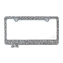 LF05 License Plate Frame - Clear and Silver Crystals, Stainless Steel, Universal, Sold individually