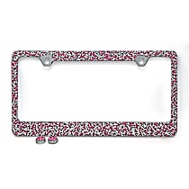 LF06 License Plate Frame - Pink and Silver Crystals, Stainless Steel, Universal, Sold individually