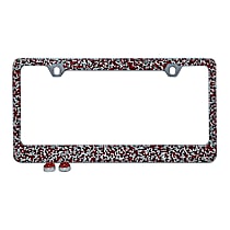 LF07 License Plate Frame - Red and Silver Crystals, Stainless Steel, Universal, Sold individually