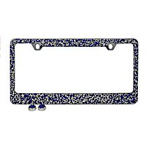 LF08 License Plate Frame - Blue and Silver Crystals, Stainless Steel, Universal, Sold individually