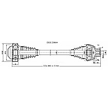 Rear, Driver or Passenger Side Axle Assembly, New, 3.2L 6Cyl