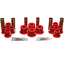 Leaf Spring Bushing - Red, Polyurethane, Direct Fit, 2-spring-and-shackle set