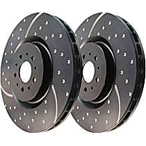 Front Brake Disc, Dimpled and Slotted, 5 Lugs, 327.91 mm, FULL HYBRID EV-GAS (FHEV), F Sport Black Line, 2.5L 4Cyl, GD Sport Slotted And Dimpled
