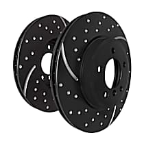 Front, Driver or Passenger Side Brake Disc, Dimpled and Slotted,, GD Sport Slotted And Dimpled