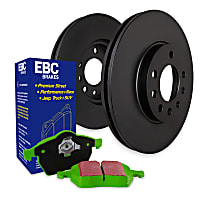 S11KF1782 Front Brake Disc and Pad Kit, Plain Surface 5 Lugs Aramid Fiber S11 Greenstuff 2000 Pad and RK Premium Rotors