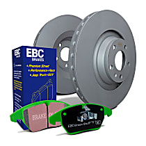 Rear Brake Disc and Pad Kit, Plain Surface, Aramid Fiber, S11 Greenstuff 2000 Pad and RK Premium Rotors